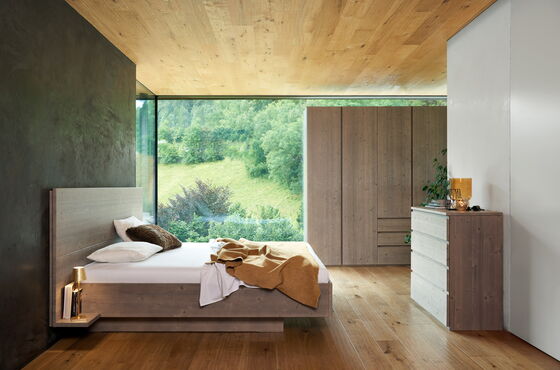 Massivholzbett  New York - mit Betthaupt hoch