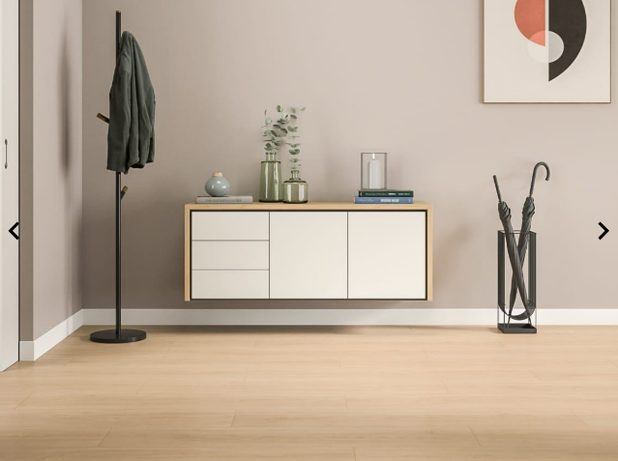 Hängeboard aus Hamilton Eiche mit weißer Front